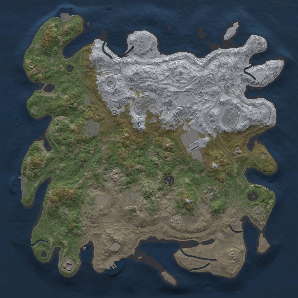Rust Map: Procedural Map, Size: 4250, Seed: 826996492, 18 Monuments
