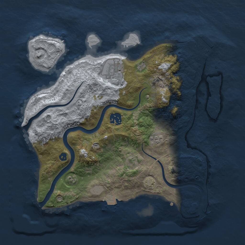 Rust Map: Procedural Map, Size: 3000, Seed: 24967, 6 Monuments