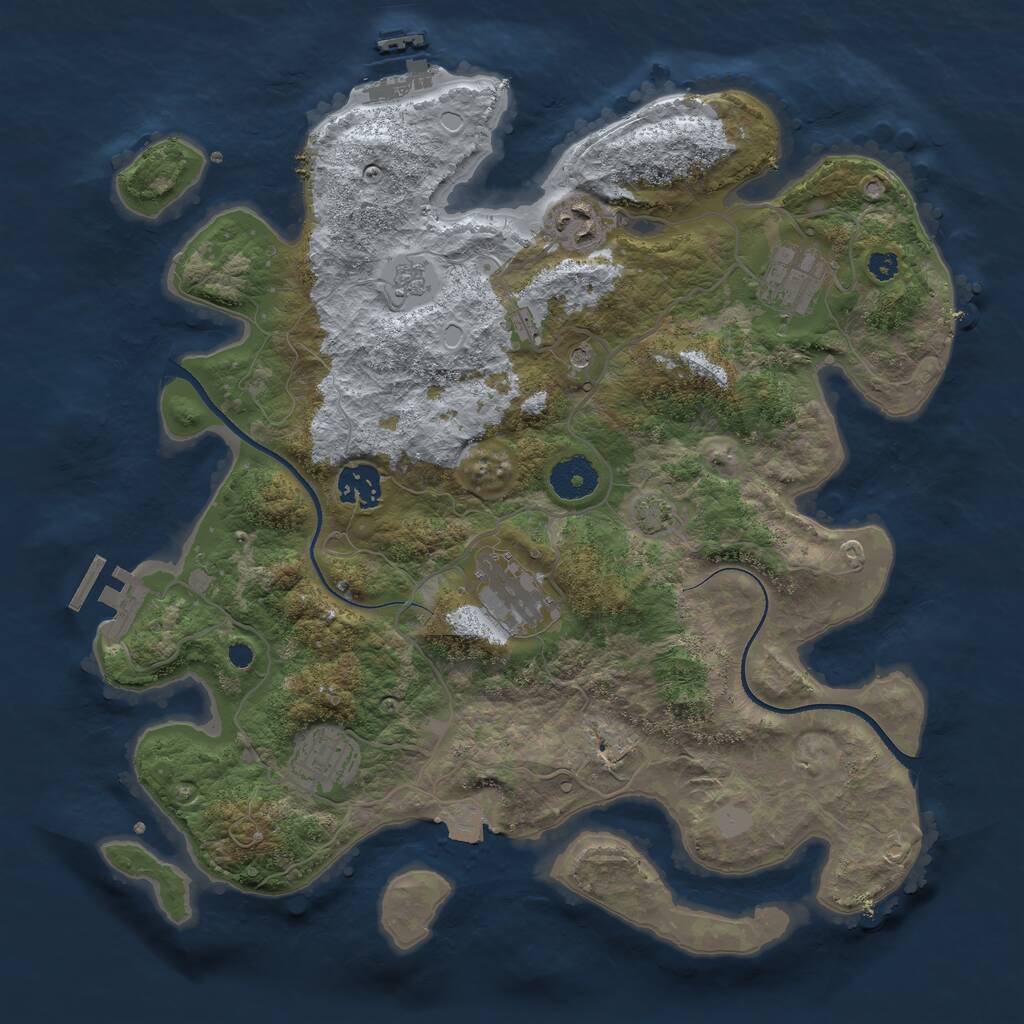 Rust Map: Procedural Map, Size: 3450, Seed: 96360919, 11 Monuments