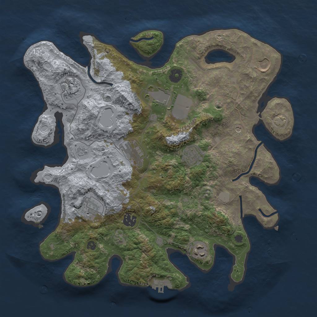 Rust Map: Procedural Map, Size: 3500, Seed: 60810642, 15 Monuments