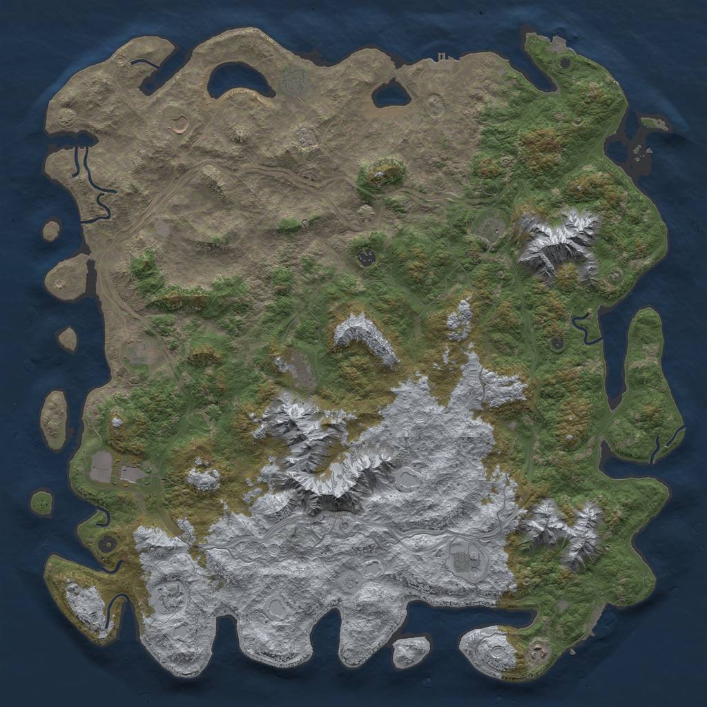 Rust Map: Procedural Map, Size: 6000, Seed: 748917181, 19 Monuments