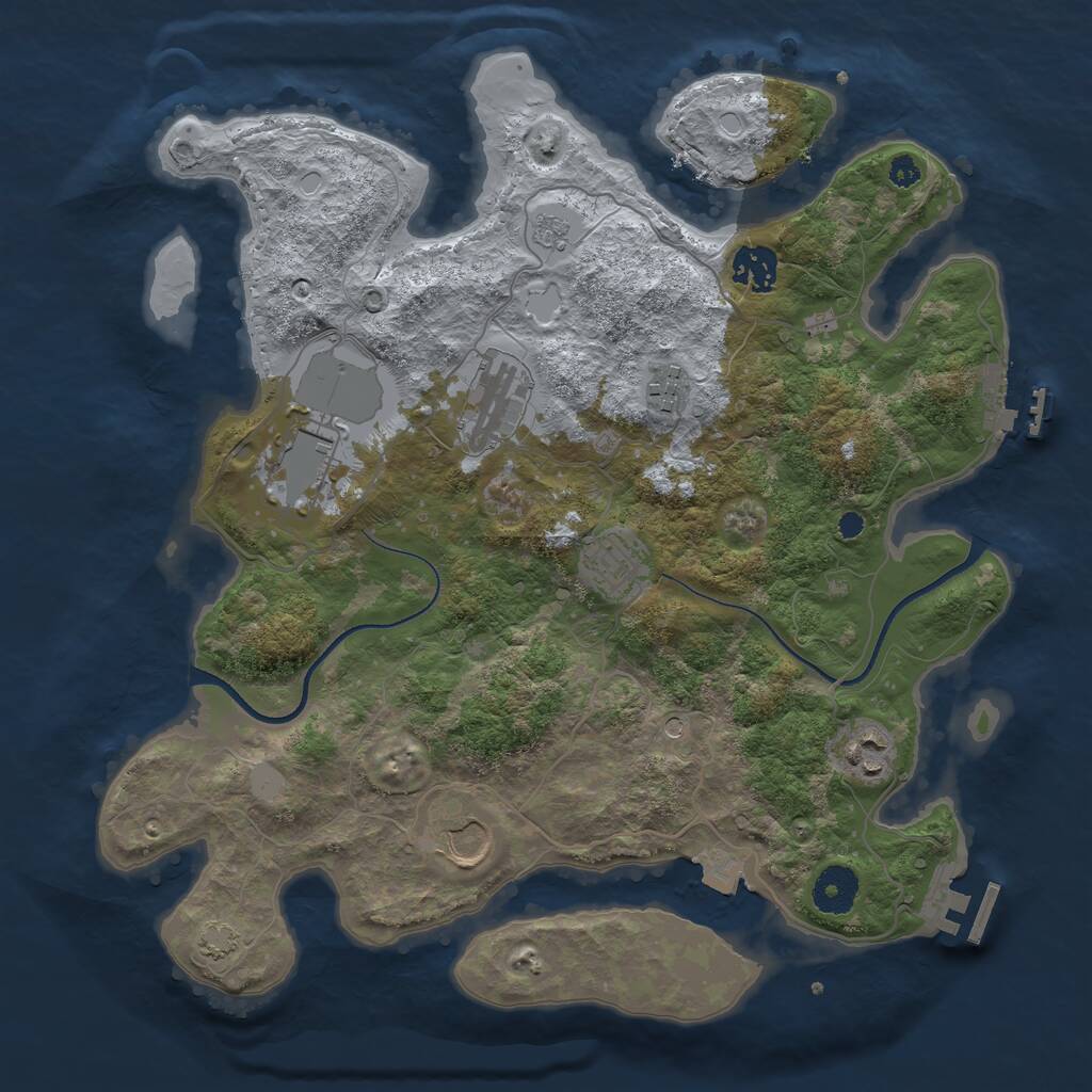 Rust Map: Procedural Map, Size: 3500, Seed: 1666925531, 13 Monuments