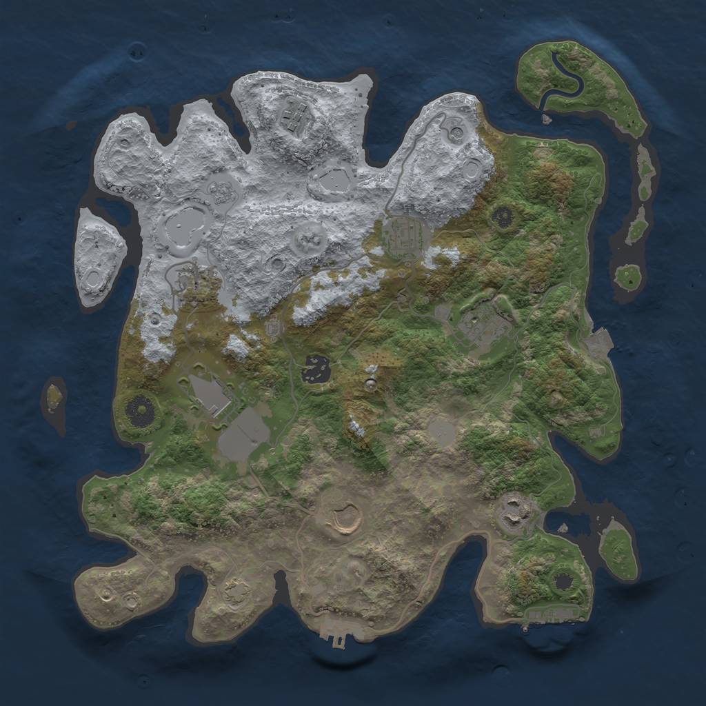 Rust Map: Procedural Map, Size: 3500, Seed: 1903552807, 16 Monuments