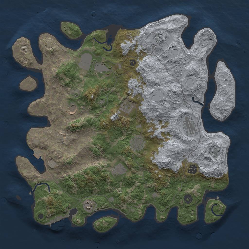 Rust Map: Procedural Map, Size: 4000, Seed: 2128546435, 17 Monuments