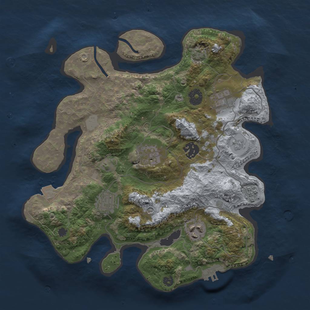 Rust Map: Procedural Map, Size: 3000, Seed: 1420655652, 13 Monuments