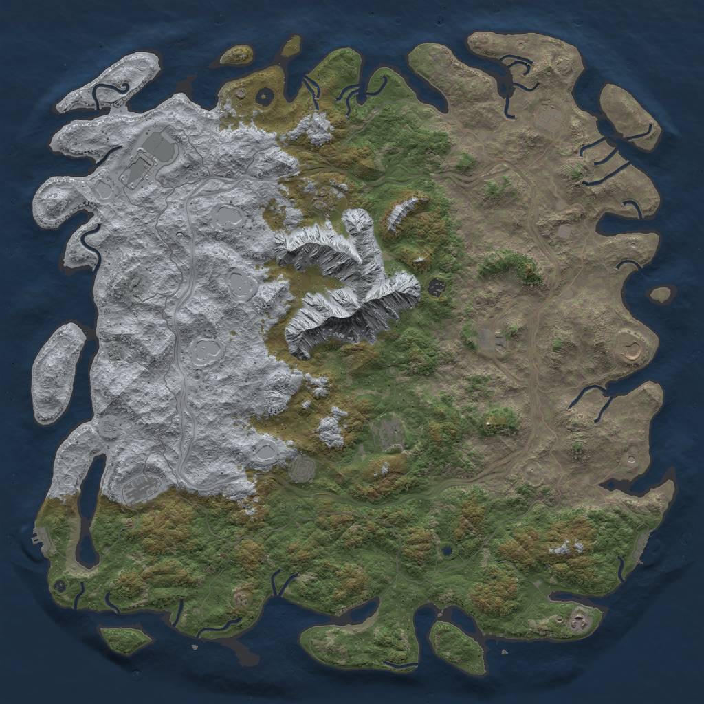 Rust Map: Procedural Map, Size: 6000, Seed: 697741910, 19 Monuments
