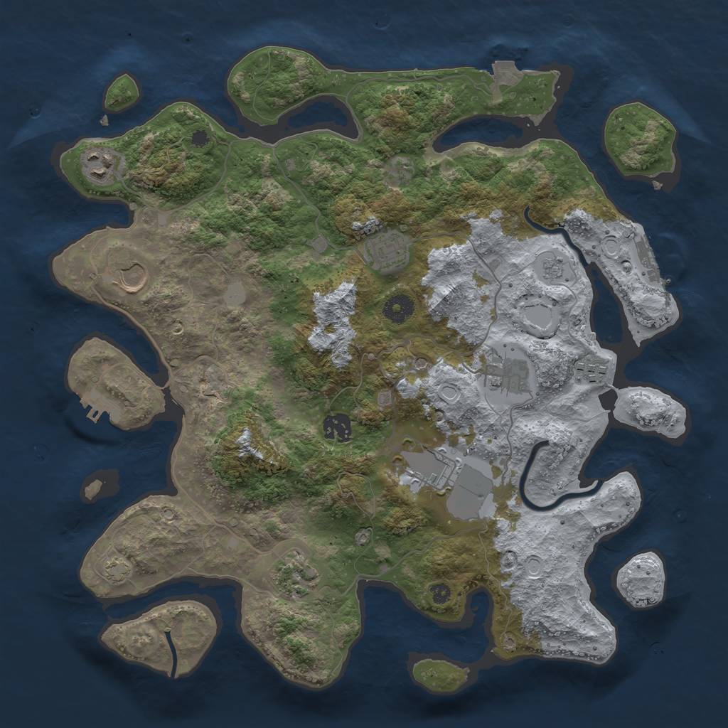 Rust Map: Procedural Map, Size: 3700, Seed: 651227, 16 Monuments