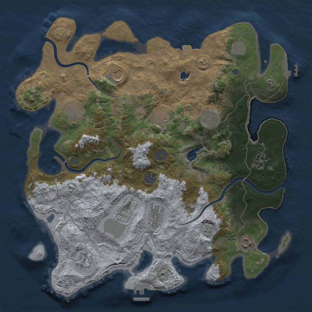Rust Map: Procedural Map, Size: 4000, Seed: 962557367, 19 Monuments