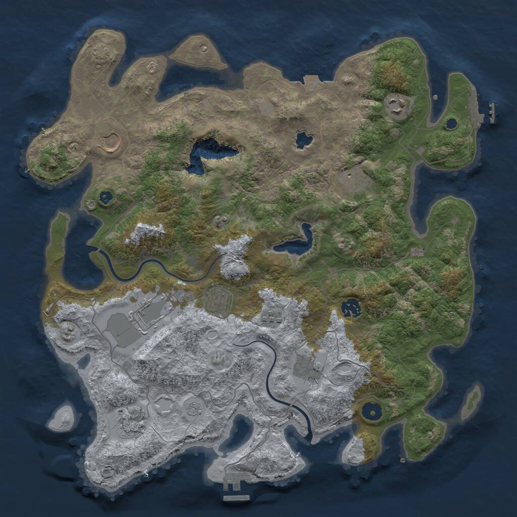 Rust Map: Procedural Map, Size: 4000, Seed: 962557367, 14 Monuments