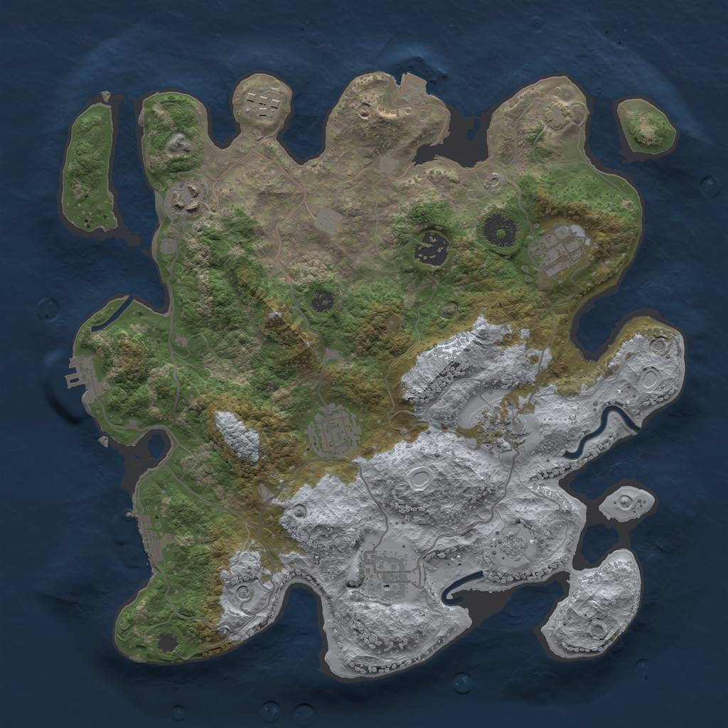 Rust Map: Procedural Map, Size: 3300, Seed: 7395, 15 Monuments