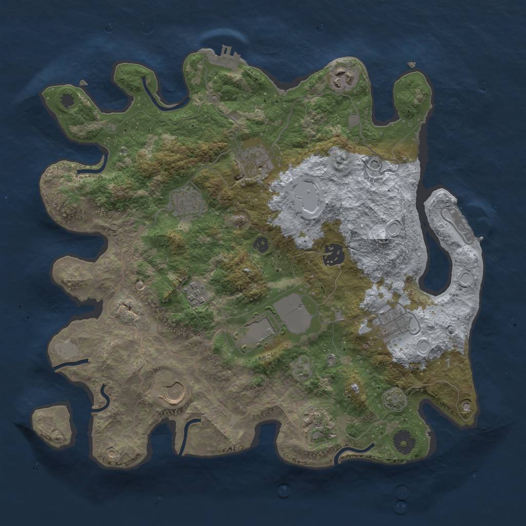 Rust Map: Procedural Map, Size: 3500, Seed: 225023413, 16 Monuments