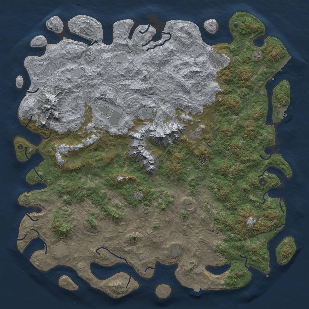 Rust Map: Procedural Map, Size: 6000, Seed: 23056000, 19 Monuments