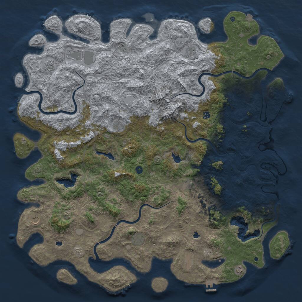 Rust Map: Procedural Map, Size: 6000, Seed: 23056000, 17 Monuments