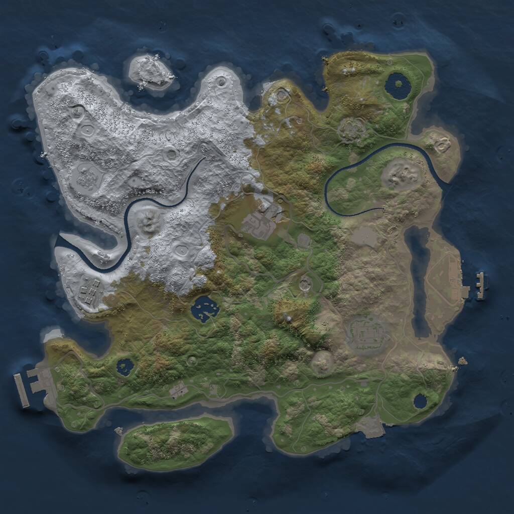 Rust Map: Procedural Map, Size: 3000, Seed: 38929, 10 Monuments