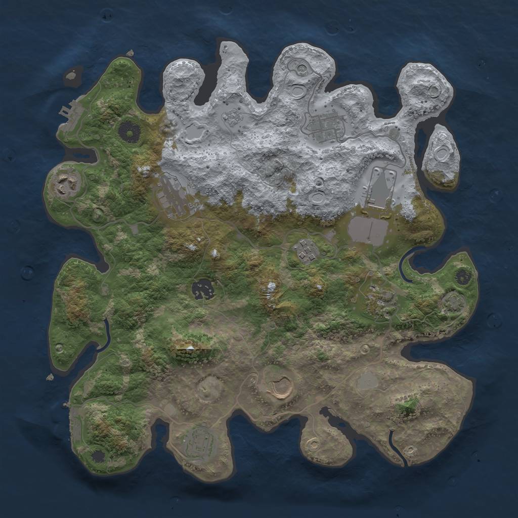 Rust Map: Procedural Map, Size: 3500, Seed: 319689311, 17 Monuments