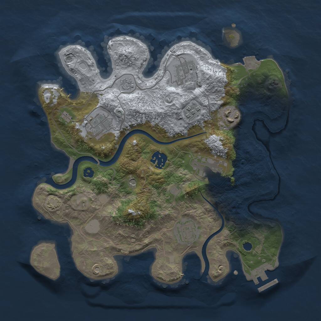 Rust Map: Procedural Map, Size: 3000, Seed: 14671, 12 Monuments