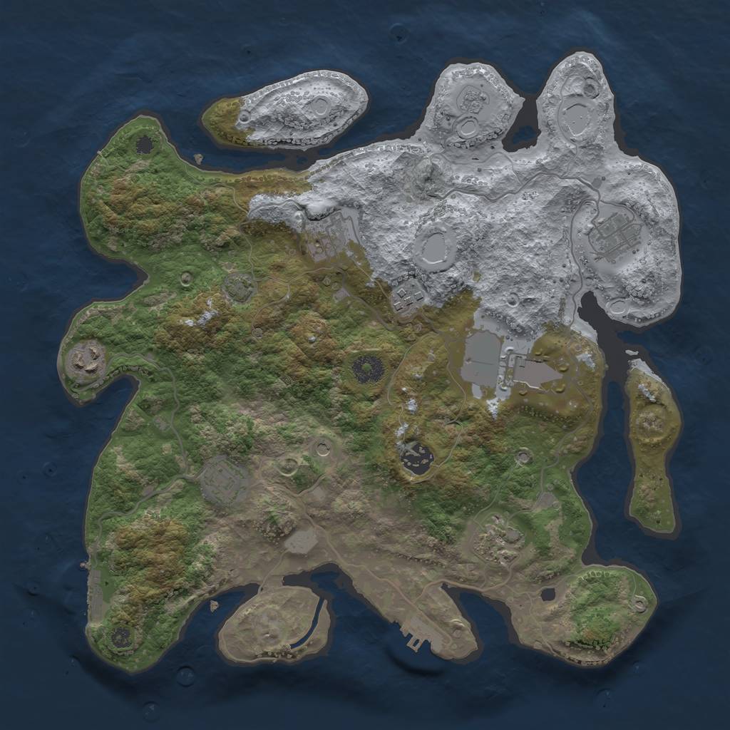 Rust Map: Procedural Map, Size: 3550, Seed: 2640, 16 Monuments