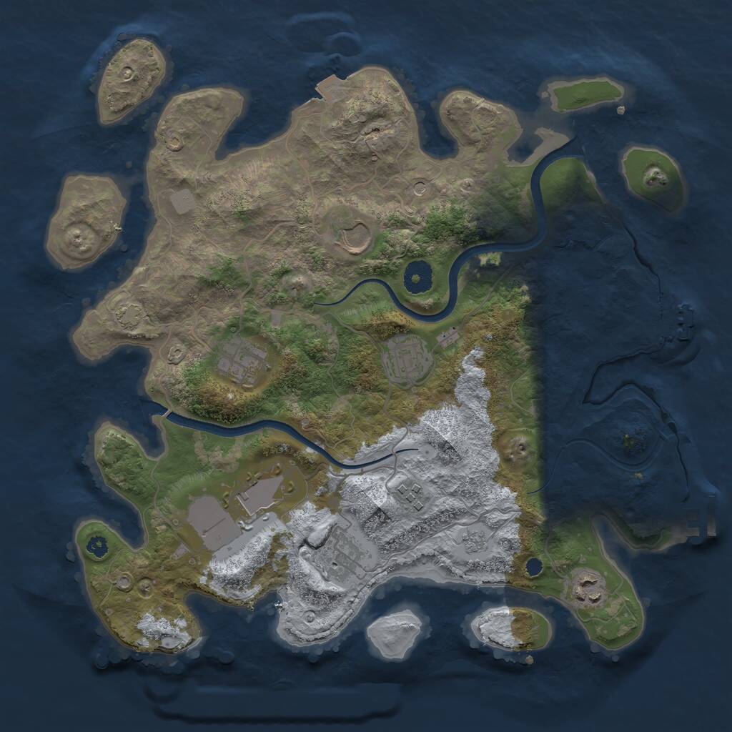 Rust Map: Procedural Map, Size: 3500, Seed: 435411240, 13 Monuments