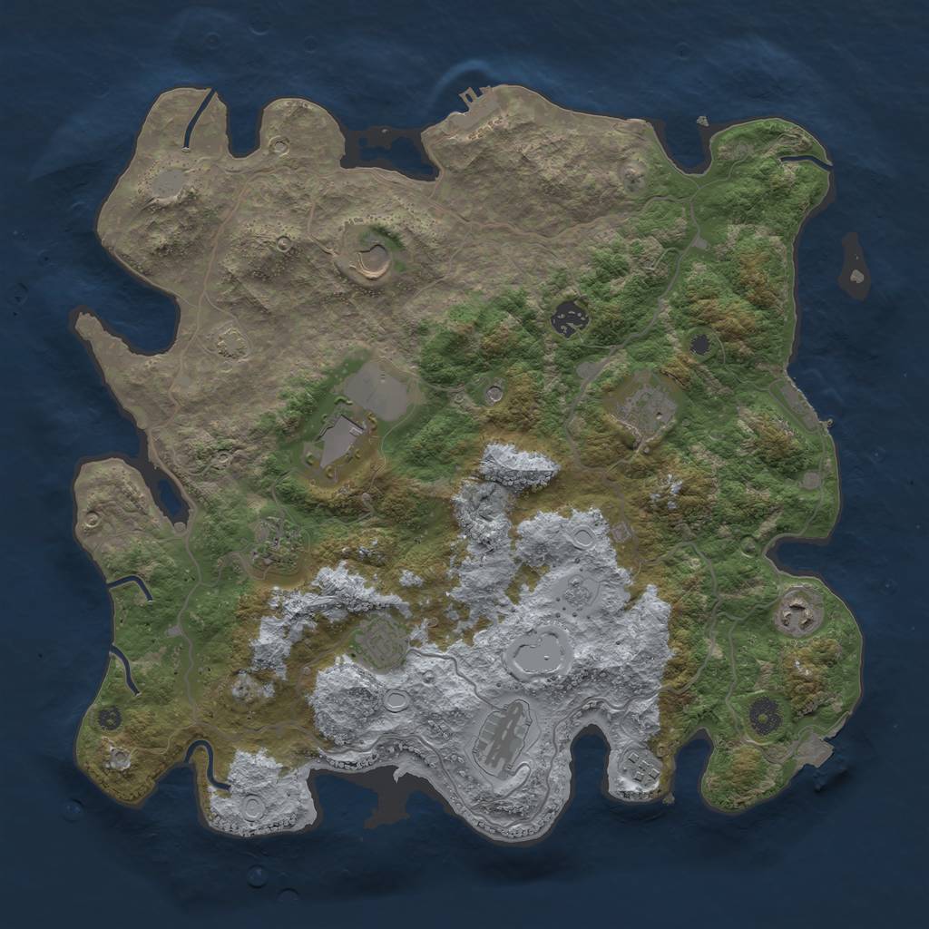 Rust Map: Procedural Map, Size: 4000, Seed: 20230507, 17 Monuments
