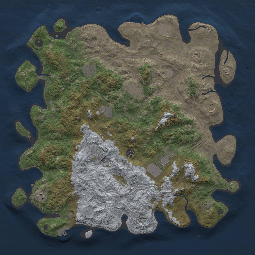 Rust Map: Procedural Map, Size: 4500, Seed: 1372284061, 19 Monuments