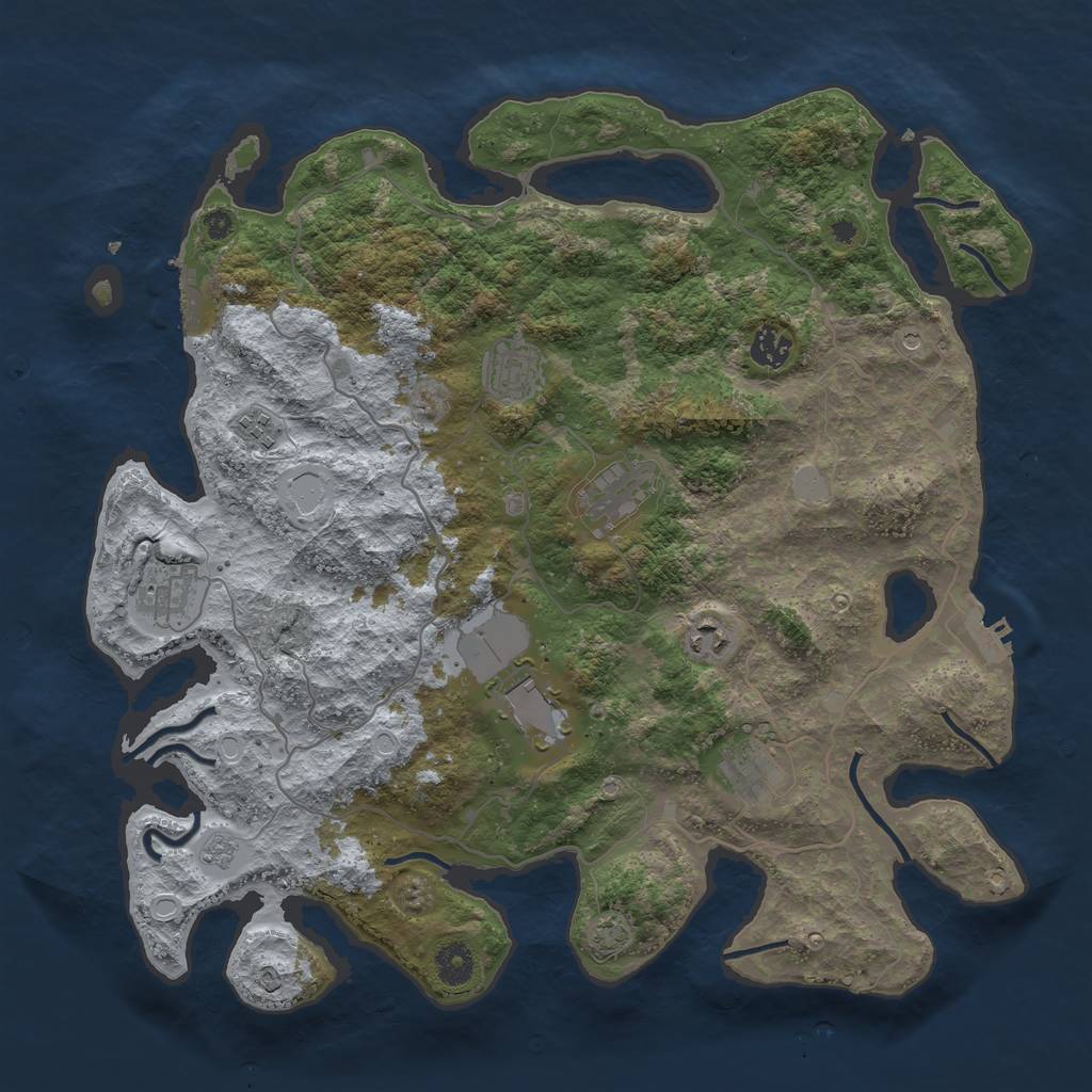 Rust Map: Procedural Map, Size: 4000, Seed: 123987, 16 Monuments