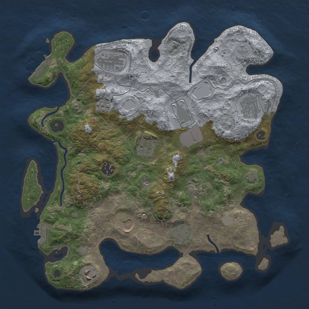 Rust Map: Procedural Map, Size: 3500, Seed: 1444533991, 18 Monuments