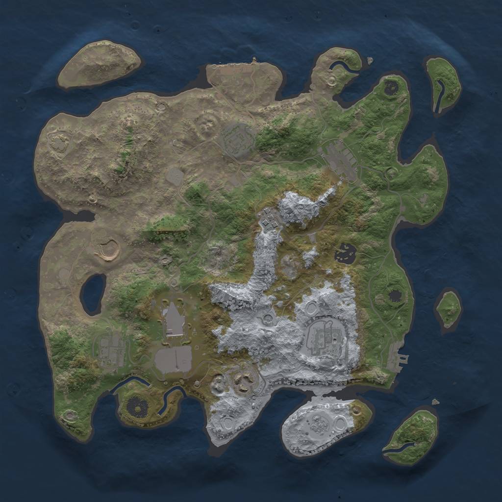 Rust Map: Procedural Map, Size: 3500, Seed: 1932774935, 17 Monuments