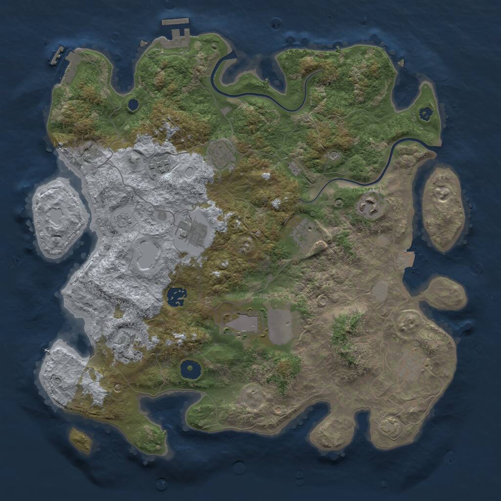 Rust Map: Procedural Map, Size: 3750, Seed: 606478243, 15 Monuments
