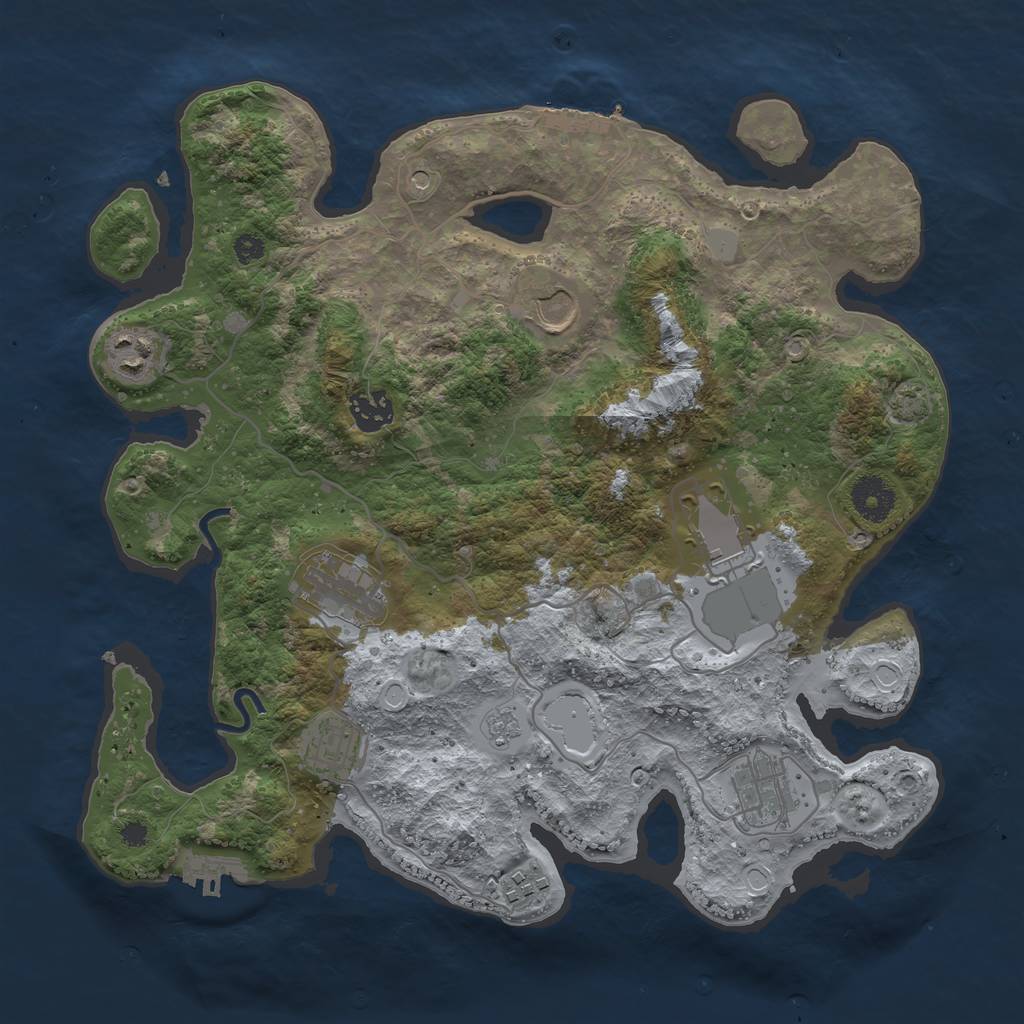 Rust Map: Procedural Map, Size: 3500, Seed: 5878, 16 Monuments