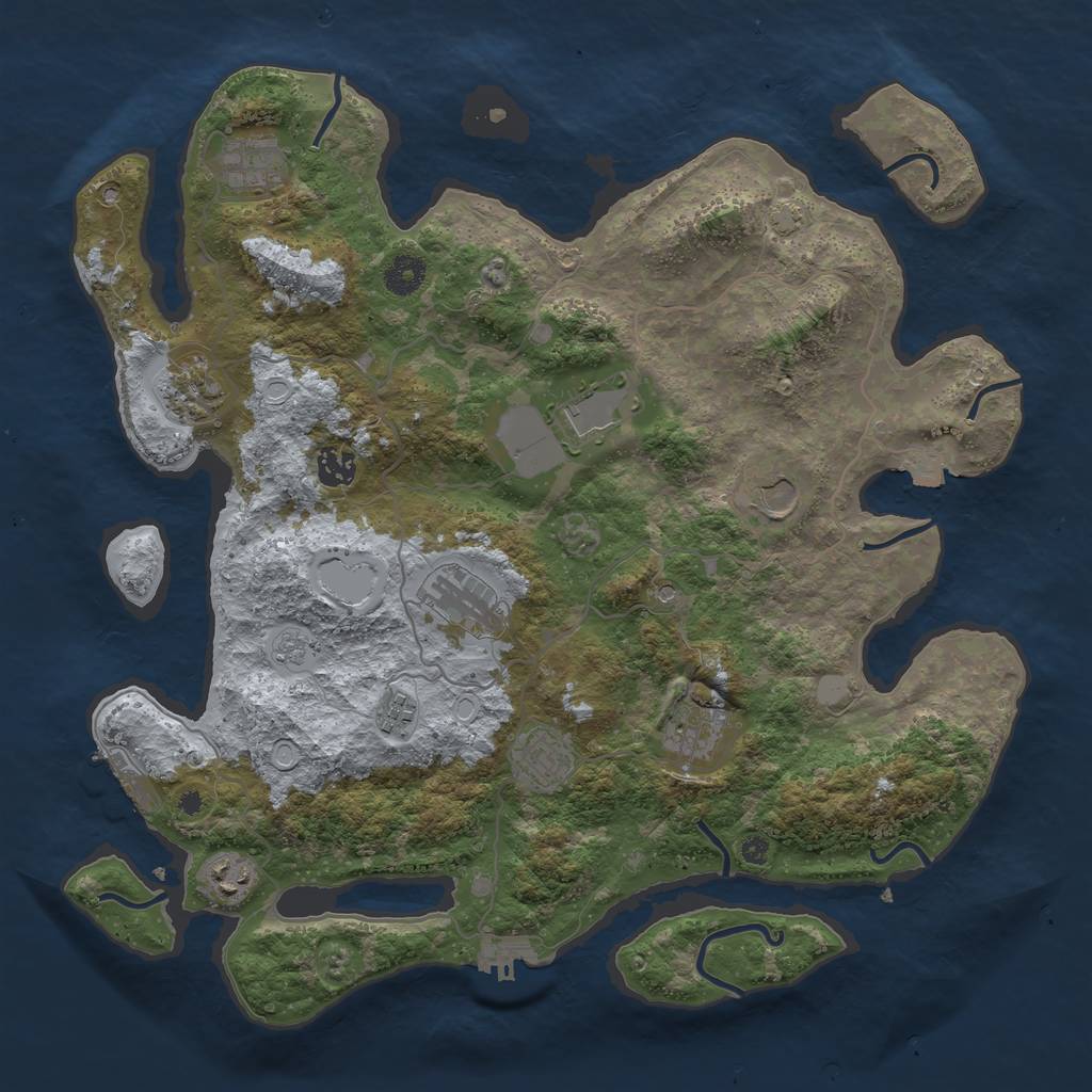 Rust Map: Procedural Map, Size: 4000, Seed: 54152, 18 Monuments