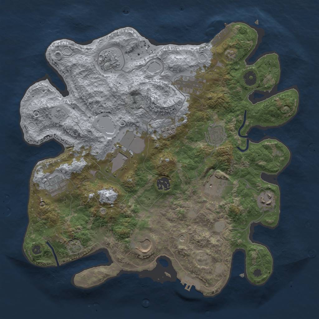 Rust Map: Procedural Map, Size: 3500, Seed: 1959467385, 18 Monuments