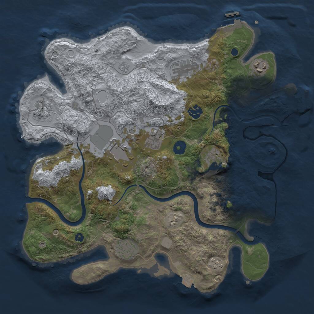 Rust Map: Procedural Map, Size: 3500, Seed: 1959467385, 15 Monuments