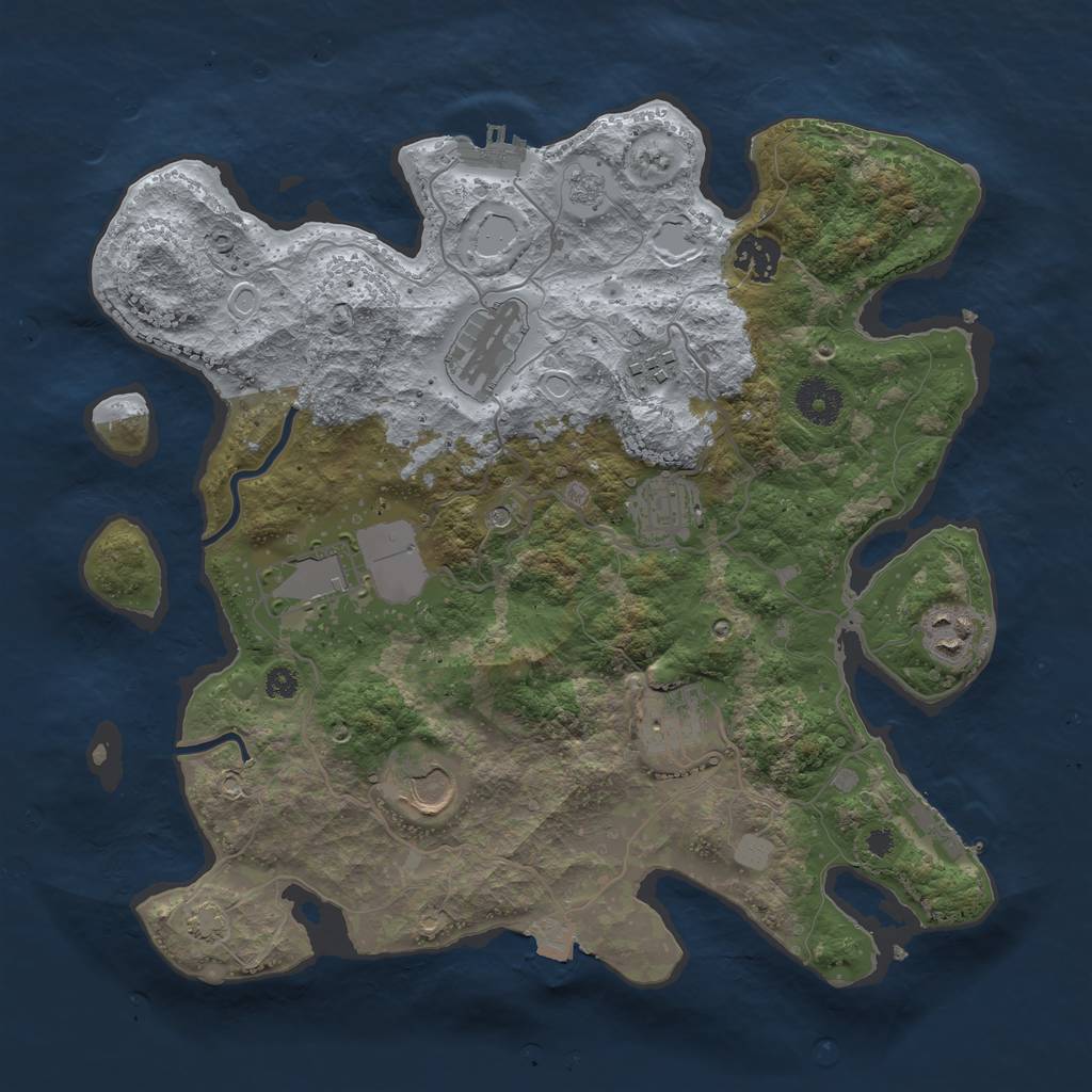 Rust Map: Procedural Map, Size: 3500, Seed: 888313909, 16 Monuments
