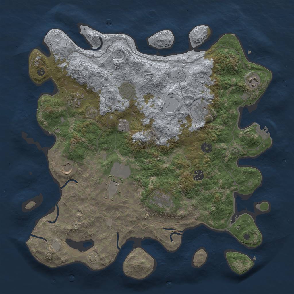 Rust Map: Procedural Map, Size: 4000, Seed: 636791753, 16 Monuments