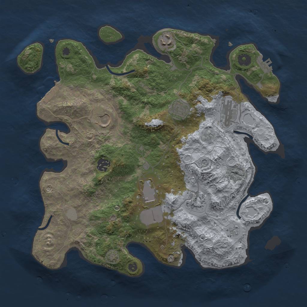 Rust Map: Procedural Map, Size: 3500, Seed: 1673452993, 15 Monuments