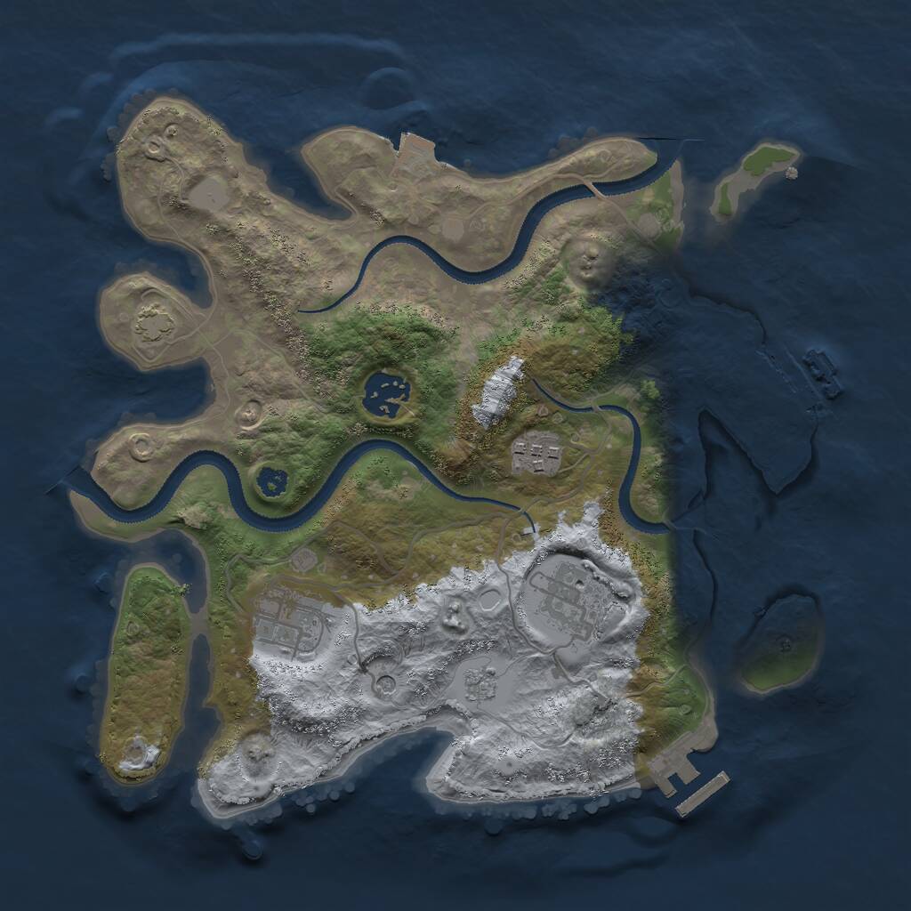 Rust Map: Procedural Map, Size: 3000, Seed: 29014, 10 Monuments