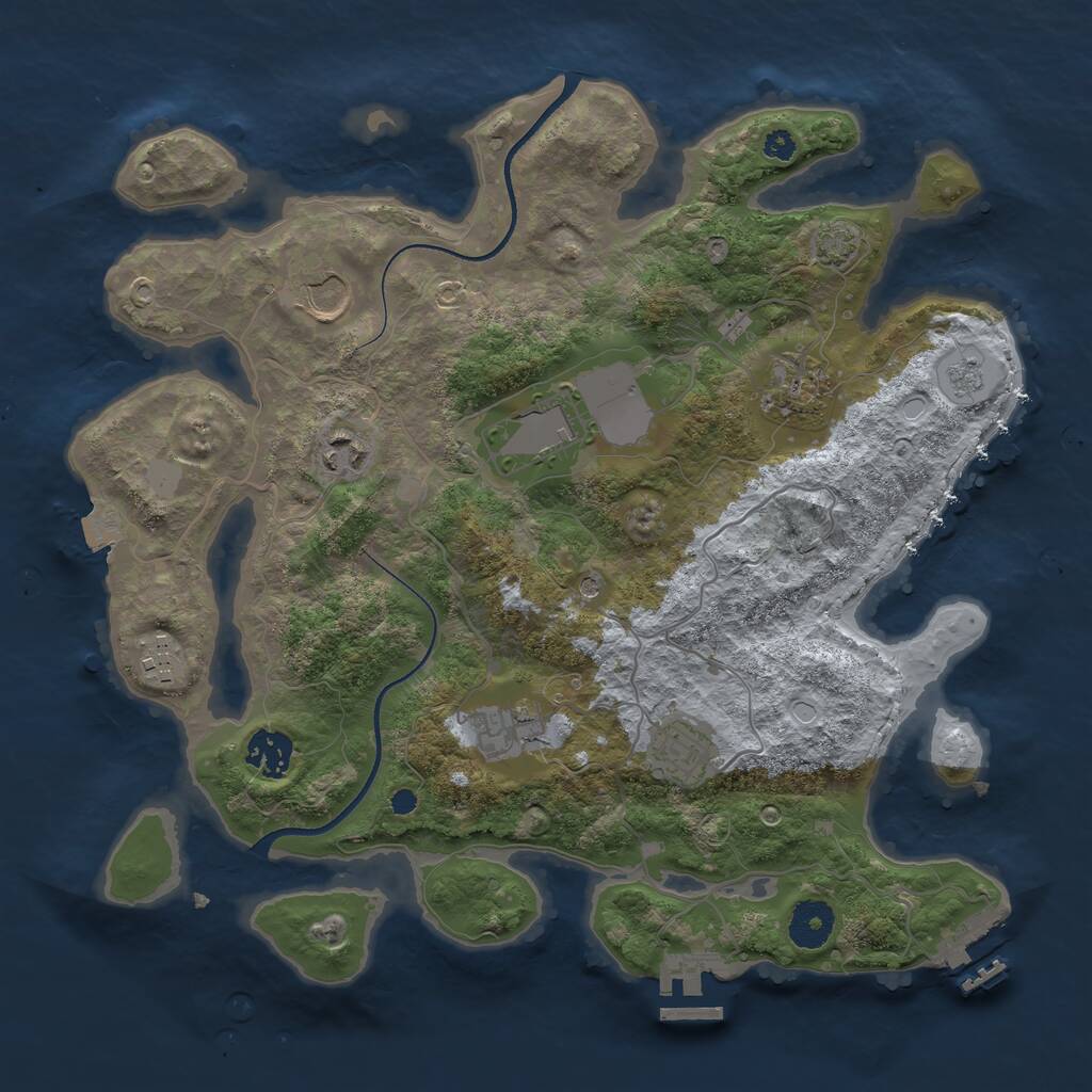 Rust Map: Procedural Map, Size: 3500, Seed: 1438553347, 14 Monuments