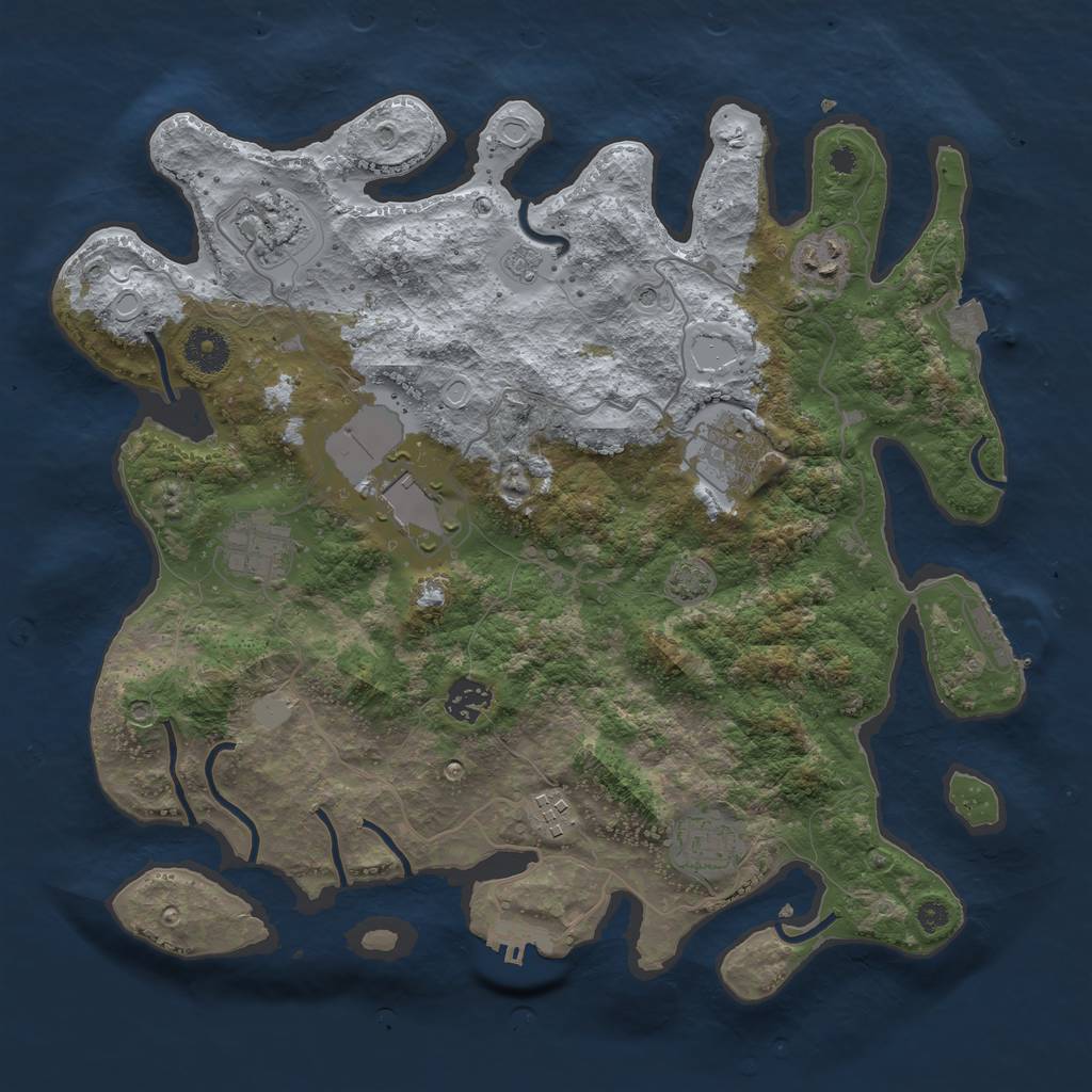 Rust Map: Procedural Map, Size: 3650, Seed: 67858788, 16 Monuments