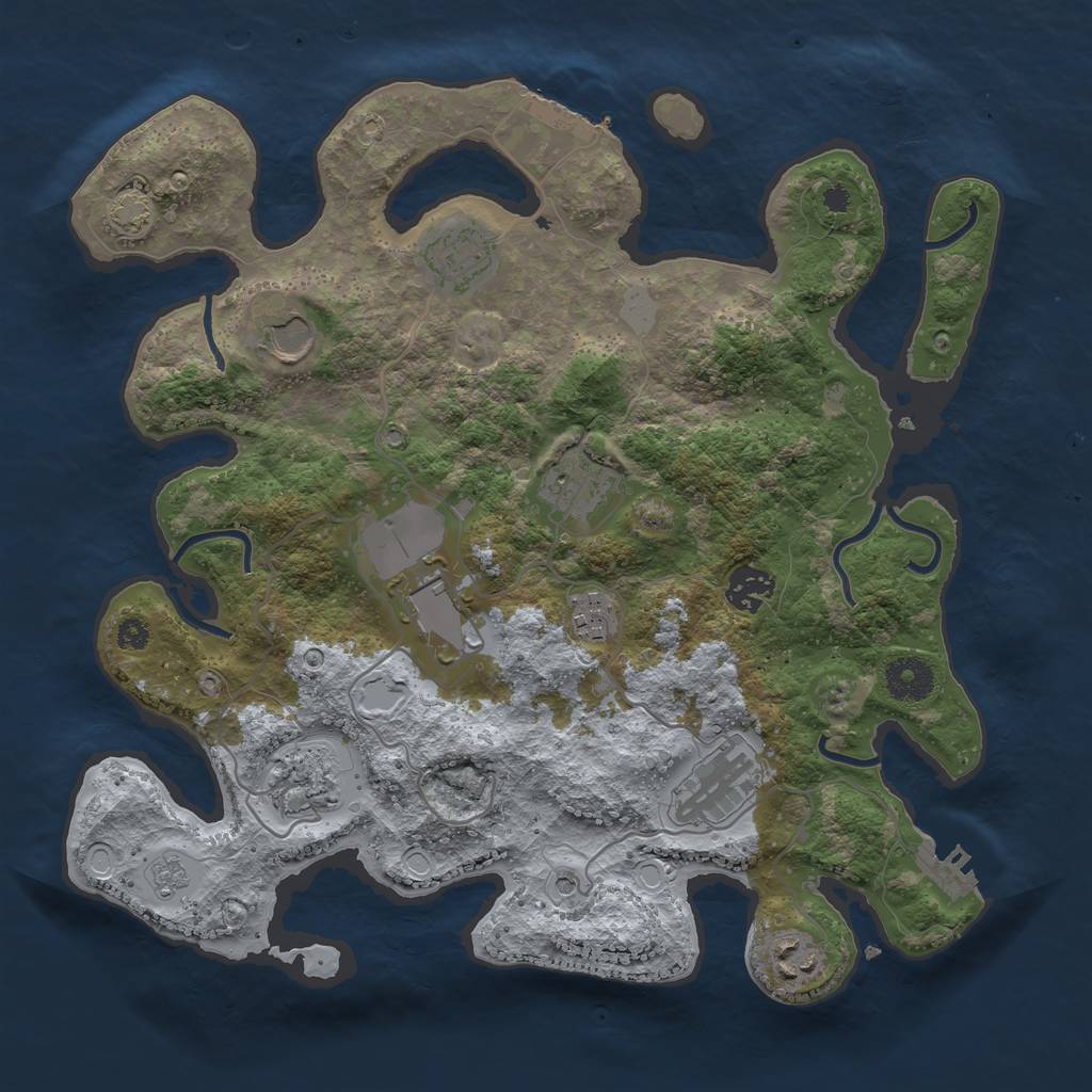 Rust Map: Procedural Map, Size: 3500, Seed: 558099193, 17 Monuments