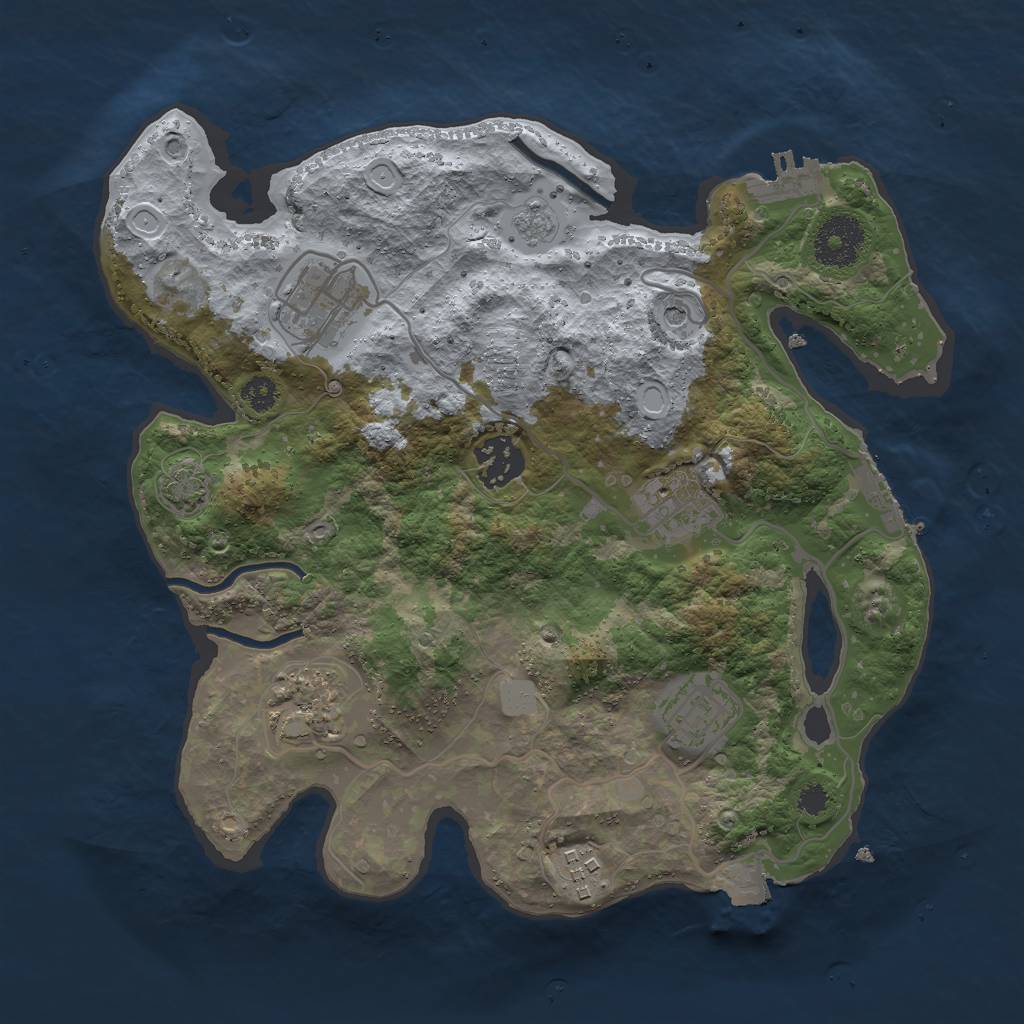 Rust Map: Procedural Map, Size: 3000, Seed: 3768, 14 Monuments