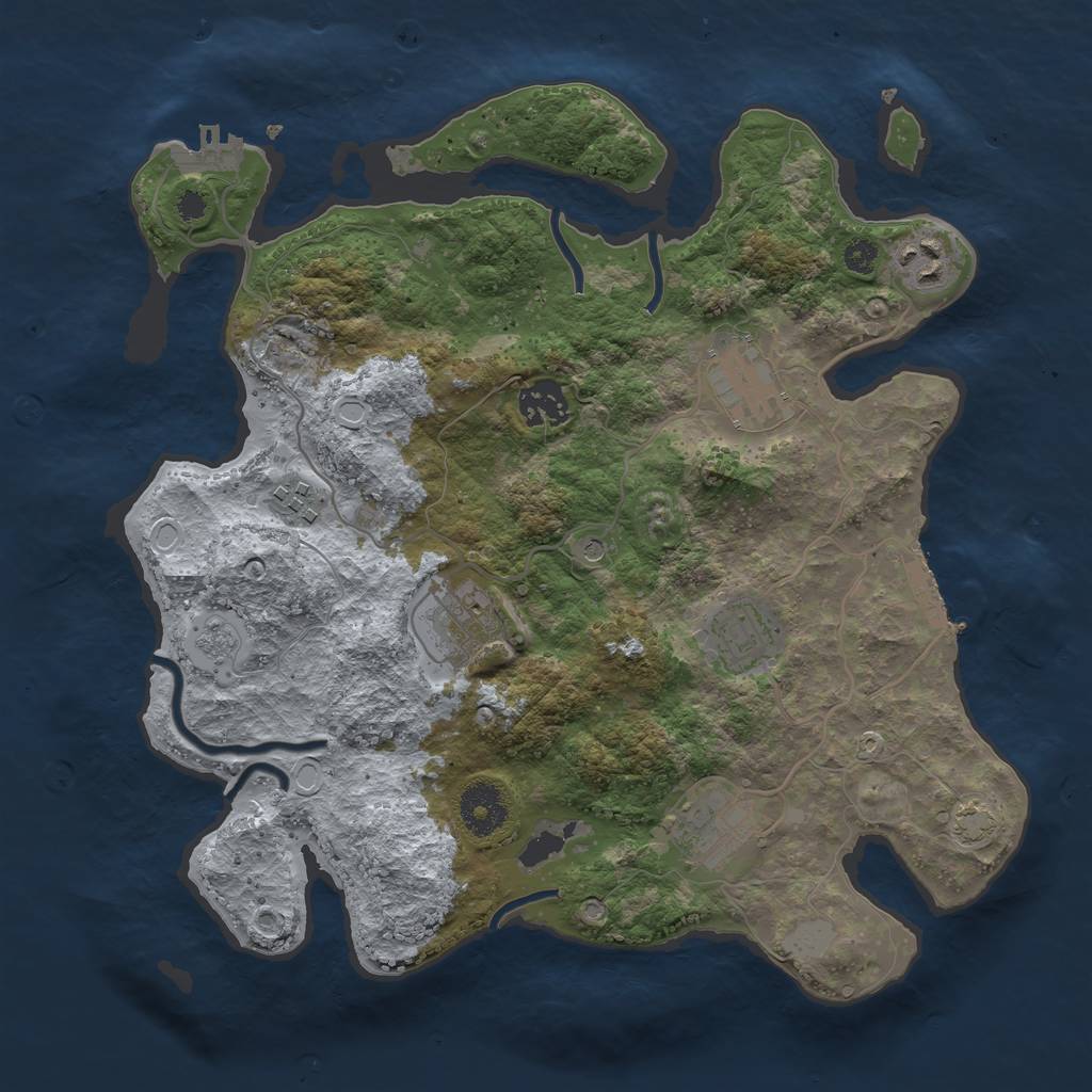 Rust Map: Procedural Map, Size: 3300, Seed: 1000669849, 15 Monuments