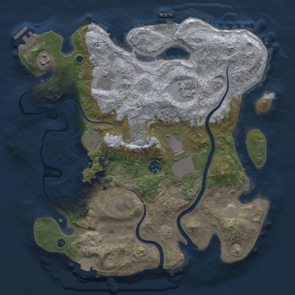 Rust Map: Procedural Map, Size: 3500, Seed: 1098497609, 15 Monuments