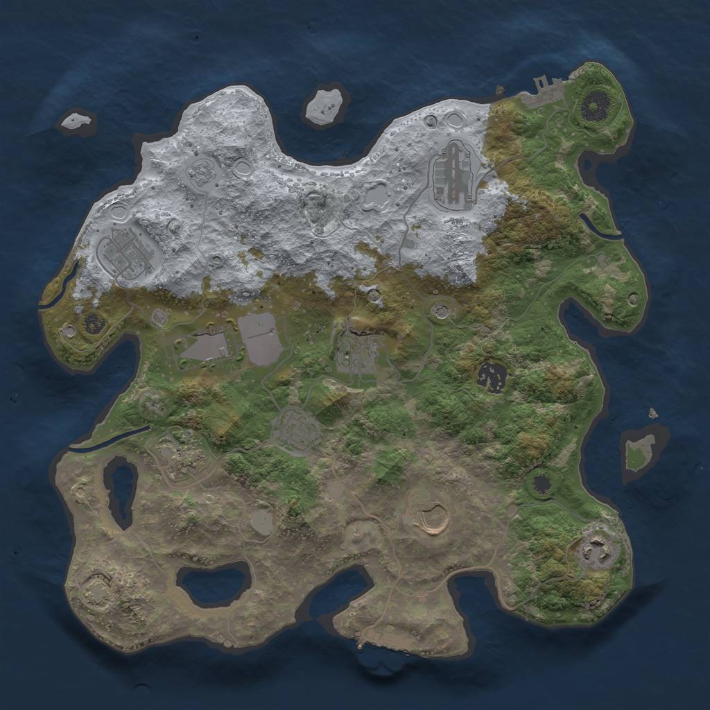 Rust Map: Procedural Map, Size: 3500, Seed: 1261577269, 17 Monuments