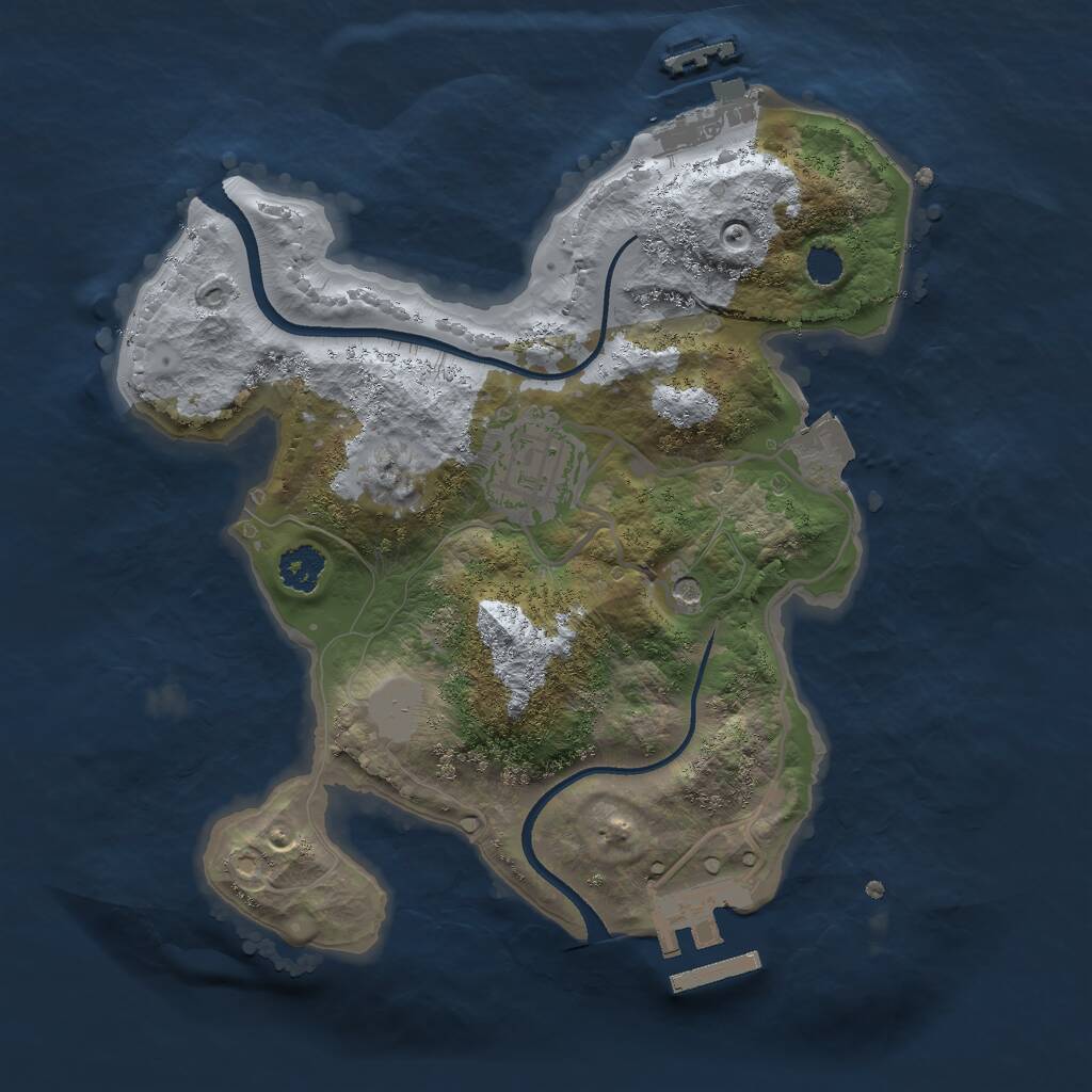 Rust Map: Procedural Map, Size: 2400, Seed: 94421266, 5 Monuments