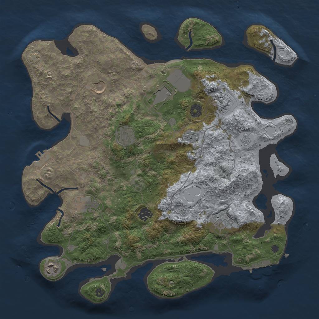 Rust Map: Procedural Map, Size: 3650, Seed: 2015040370, 17 Monuments