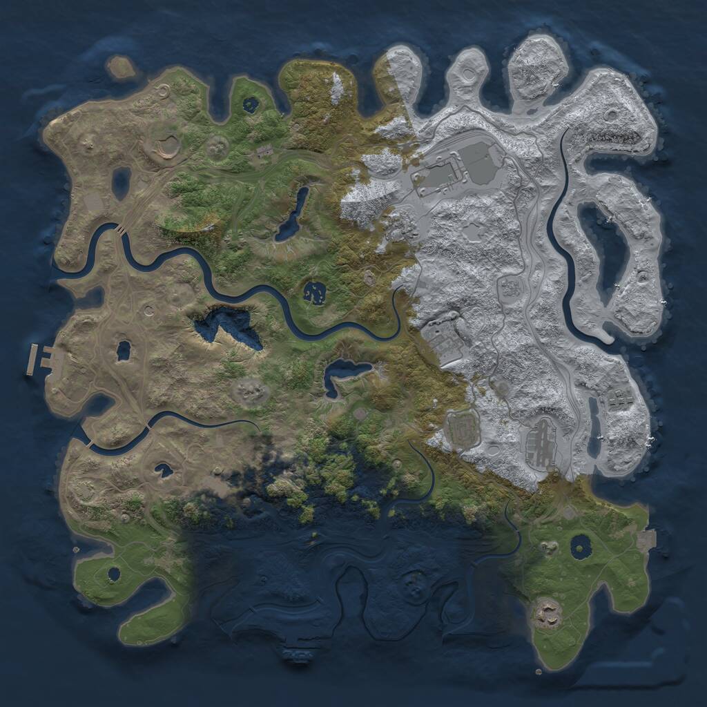 Rust Map: Procedural Map, Size: 4500, Seed: 1056963696, 16 Monuments