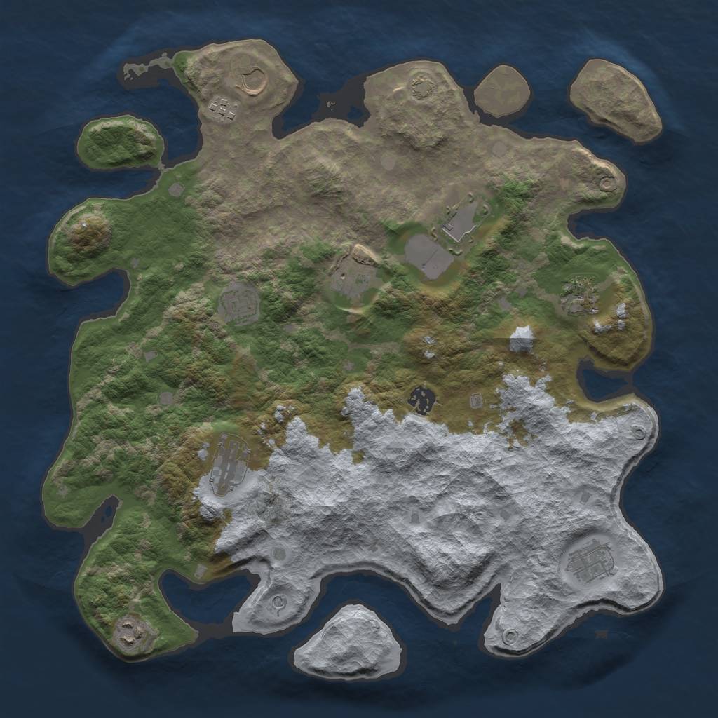 Rust Map: Barren, Size: 4000, Seed: 1447547283, 14 Monuments