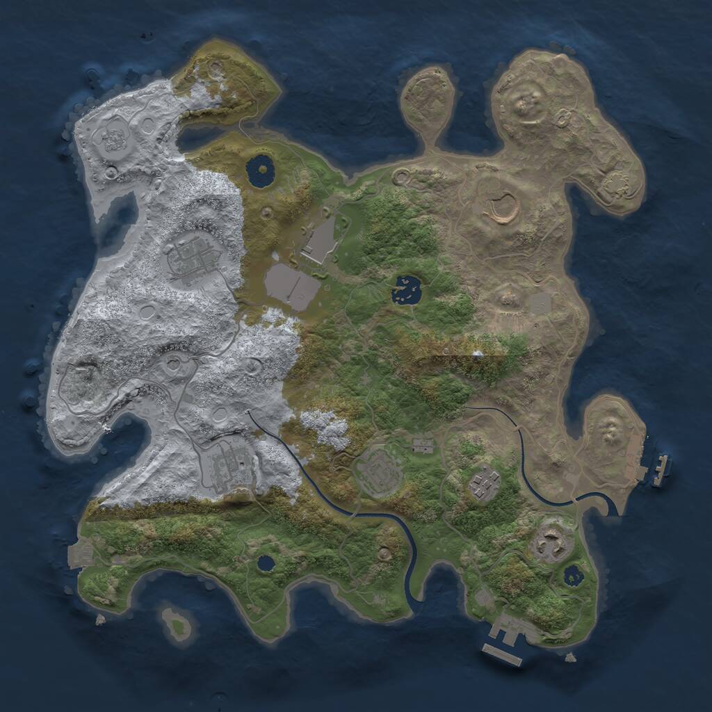 Rust Map: Procedural Map, Size: 3500, Seed: 12123123, 14 Monuments