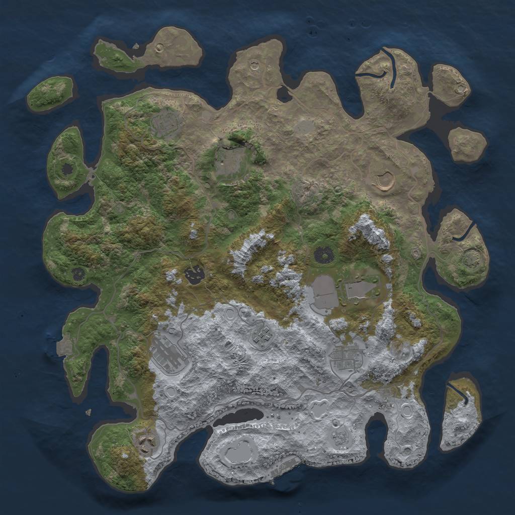 Rust Map: Procedural Map, Size: 4000, Seed: 624839067, 16 Monuments