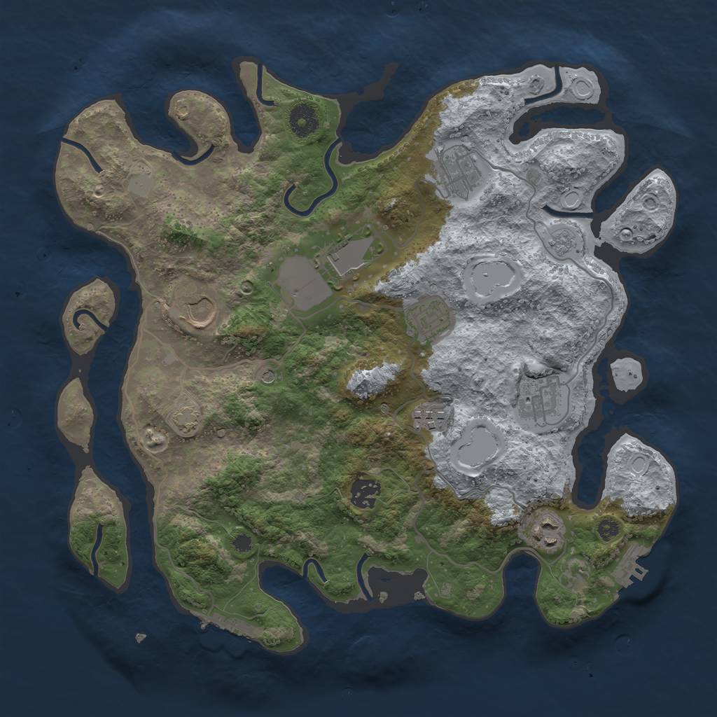 Rust Map: Procedural Map, Size: 3500, Seed: 556821452, 16 Monuments